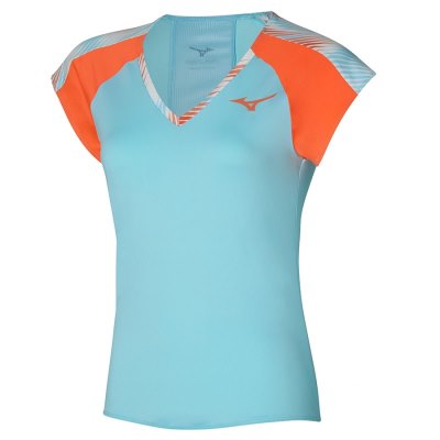 Camisa Mizuno Printed Tee Mujer Turquesa - Chile M435HYGXBL